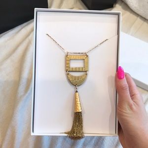 artisanal, handmade in ATX | extra long gold tassel necklace